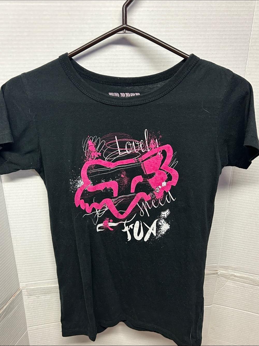 Fox Black Tee with Hot Pink Fox Head Graphic